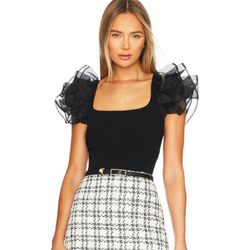 Women's Black Alice + Olivia Merida Crop Top